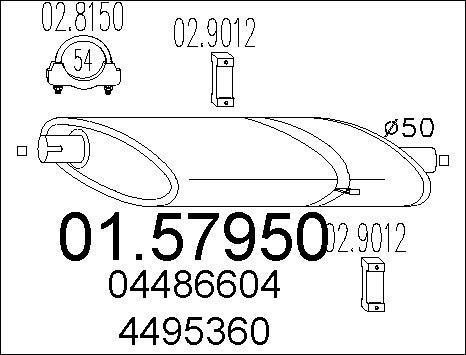 MTS 01.57950 - Vidējais izpl. gāzu trokšņa slāpētājs www.autospares.lv