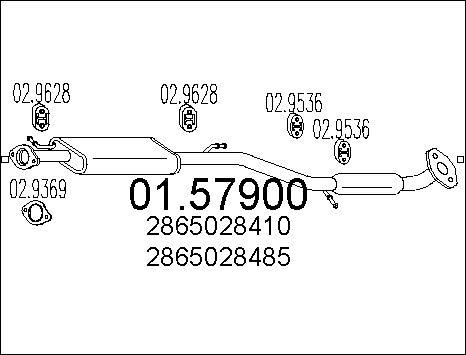 MTS 01.57900 - Vidējais izpl. gāzu trokšņa slāpētājs www.autospares.lv