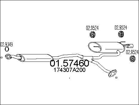 MTS 01.57460 - Vidējais izpl. gāzu trokšņa slāpētājs www.autospares.lv