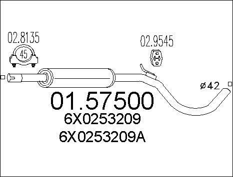 MTS 01.57500 - Vidējais izpl. gāzu trokšņa slāpētājs www.autospares.lv