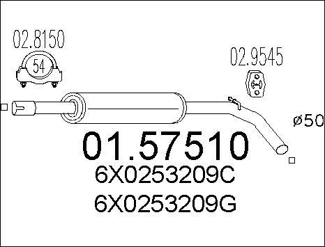 MTS 01.57510 - Vidējais izpl. gāzu trokšņa slāpētājs www.autospares.lv