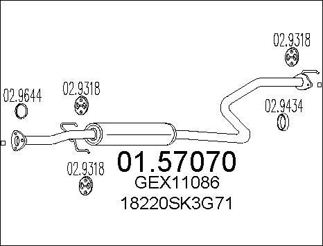 MTS 01.57070 - Vidējais izpl. gāzu trokšņa slāpētājs www.autospares.lv