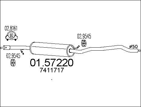 MTS 01.57220 - Vidējais izpl. gāzu trokšņa slāpētājs www.autospares.lv