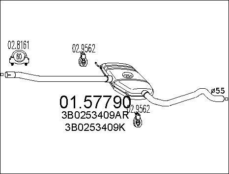 MTS 01.57790 - Vidējais izpl. gāzu trokšņa slāpētājs www.autospares.lv