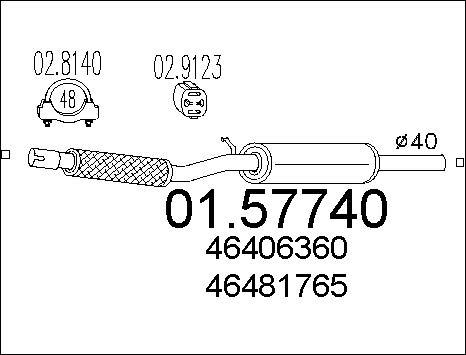 MTS 01.57740 - Vidējais izpl. gāzu trokšņa slāpētājs www.autospares.lv