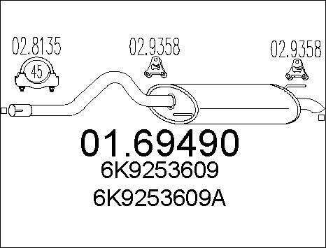 MTS 01.69490 - Izplūdes gāzu trokšņa slāpētājs (pēdējais) www.autospares.lv