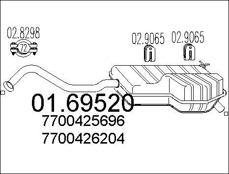 MTS 01.69520 - Izplūdes gāzu trokšņa slāpētājs (pēdējais) www.autospares.lv