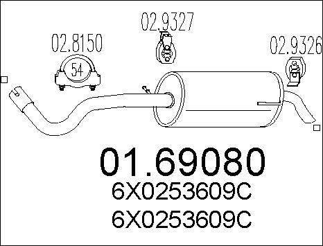 MTS 01.69080 - Izplūdes gāzu trokšņa slāpētājs (pēdējais) www.autospares.lv