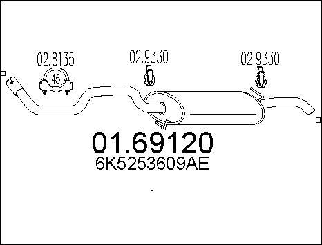 MTS 01.69120 - Izplūdes gāzu trokšņa slāpētājs (pēdējais) www.autospares.lv