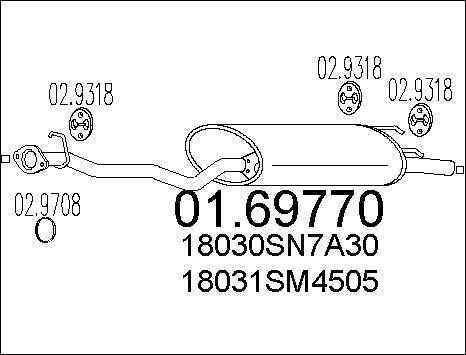 MTS 01.69770 - Izplūdes gāzu trokšņa slāpētājs (pēdējais) www.autospares.lv