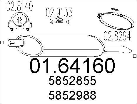 MTS 01.64160 - Izplūdes gāzu trokšņa slāpētājs (pēdējais) www.autospares.lv