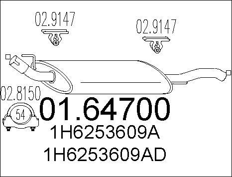 MTS 01.64700 - Izplūdes gāzu trokšņa slāpētājs (pēdējais) www.autospares.lv