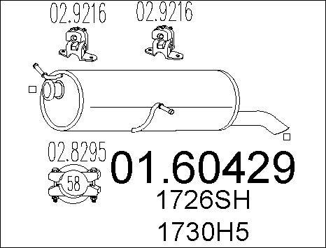 MTS 01.60429 - Izplūdes gāzu trokšņa slāpētājs (pēdējais) www.autospares.lv