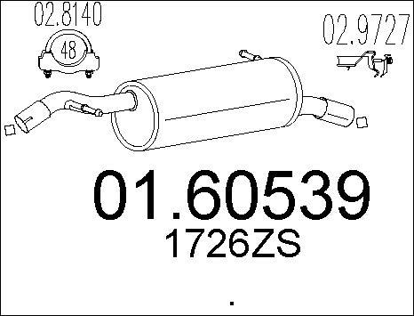 MTS 01.60539 - Izplūdes gāzu trokšņa slāpētājs (pēdējais) www.autospares.lv