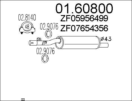 MTS 01.60800 - Izplūdes gāzu trokšņa slāpētājs (pēdējais) autospares.lv