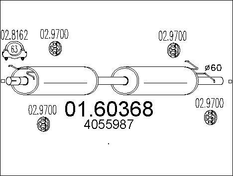 MTS 01.60368 - Izplūdes gāzu trokšņa slāpētājs (pēdējais) www.autospares.lv