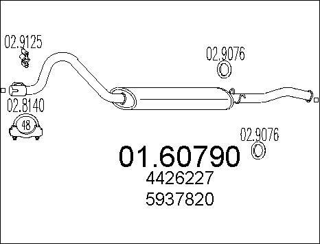 MTS 01.60790 - Izplūdes gāzu trokšņa slāpētājs (pēdējais) www.autospares.lv