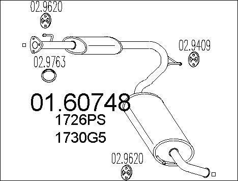 MTS 01.60748 - Izplūdes gāzu trokšņa slāpētājs (pēdējais) autospares.lv