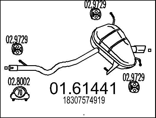 MTS 01.61441 - Izplūdes gāzu trokšņa slāpētājs (pēdējais) www.autospares.lv