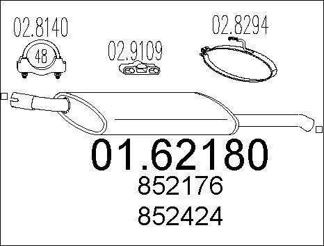 MTS 01.62180 - Izplūdes gāzu trokšņa slāpētājs (pēdējais) www.autospares.lv