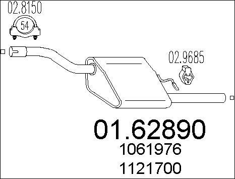 MTS 01.62890 - Izplūdes gāzu trokšņa slāpētājs (pēdējais) www.autospares.lv