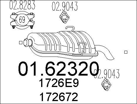 MTS 01.62320 - Izplūdes gāzu trokšņa slāpētājs (pēdējais) www.autospares.lv