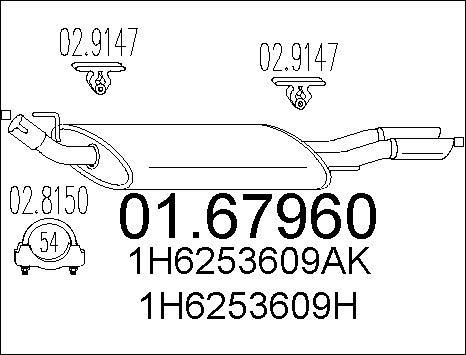 MTS 01.67960 - Izplūdes gāzu trokšņa slāpētājs (pēdējais) www.autospares.lv