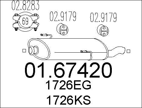 MTS 01.67420 - Izplūdes gāzu trokšņa slāpētājs (pēdējais) www.autospares.lv