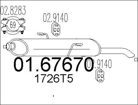 MTS 01.67670 - Izplūdes gāzu trokšņa slāpētājs (pēdējais) www.autospares.lv