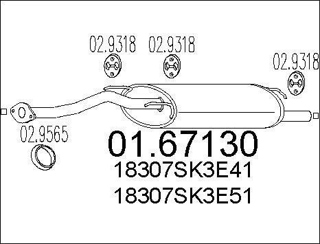 MTS 01.67130 - Izplūdes gāzu trokšņa slāpētājs (pēdējais) www.autospares.lv