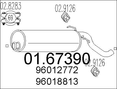 MTS 01.67390 - Izplūdes gāzu trokšņa slāpētājs (pēdējais) www.autospares.lv