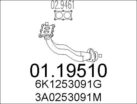 MTS 01.19510 - Izplūdes caurule www.autospares.lv
