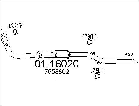 MTS 01.16020 - Izplūdes caurule www.autospares.lv