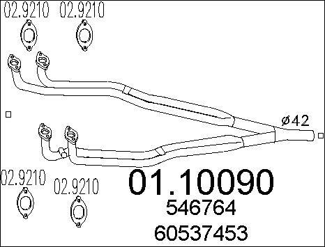 MTS 01.10090 - Izplūdes caurule www.autospares.lv