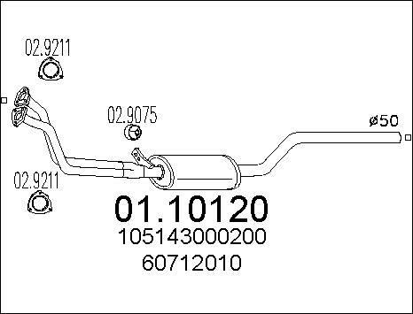 MTS 01.10120 - Izplūdes caurule autospares.lv