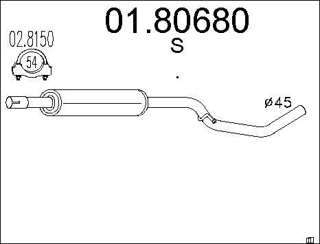 MTS 01.80680 - Vidējais izpl. gāzu trokšņa slāpētājs www.autospares.lv