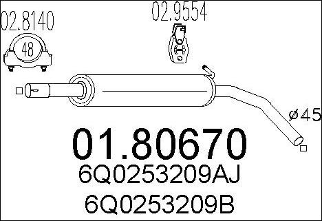 MTS 01.80670 - Vidējais izpl. gāzu trokšņa slāpētājs www.autospares.lv