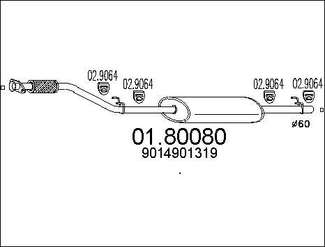 MTS 01.80080 - Vidējais izpl. gāzu trokšņa slāpētājs www.autospares.lv