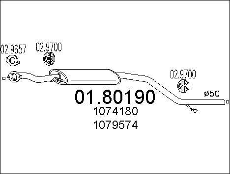 MTS 01.80190 - Vidējais izpl. gāzu trokšņa slāpētājs www.autospares.lv