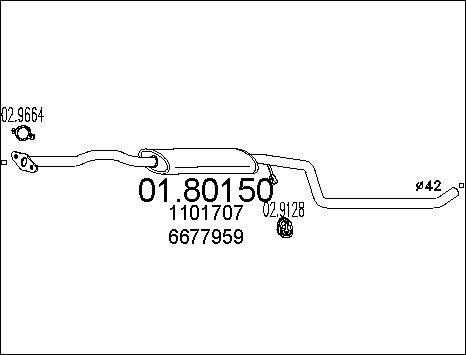 MTS 01.80150 - Vidējais izpl. gāzu trokšņa slāpētājs www.autospares.lv