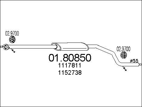 MTS 01.80850 - Vidējais izpl. gāzu trokšņa slāpētājs www.autospares.lv