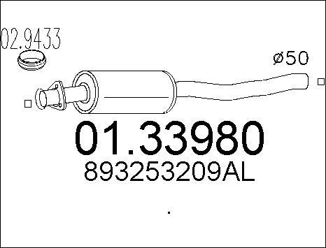 MTS 01.33980 - Izplūdes gāzu priekšslāpētājs www.autospares.lv