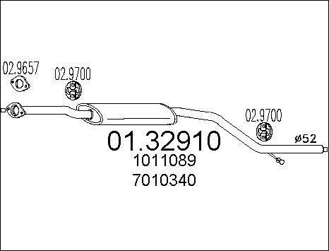 MTS 01.32910 - Vidējais izpl. gāzu trokšņa slāpētājs autospares.lv