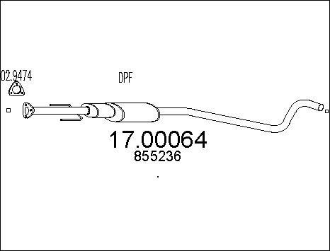 MTS 17.00064 - Nosēdumu / Daļiņu filtrs, Izplūdes gāzu sistēma www.autospares.lv