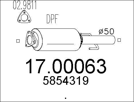 MTS 17.00063 - Nosēdumu / Daļiņu filtrs, Izplūdes gāzu sistēma www.autospares.lv