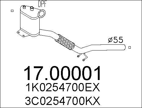 MTS 17.00001 - Nosēdumu / Daļiņu filtrs, Izplūdes gāzu sistēma www.autospares.lv