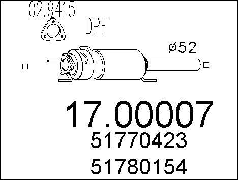 MTS 17.00007 - Сажевый / частичный фильтр, система выхлопа ОГ www.autospares.lv