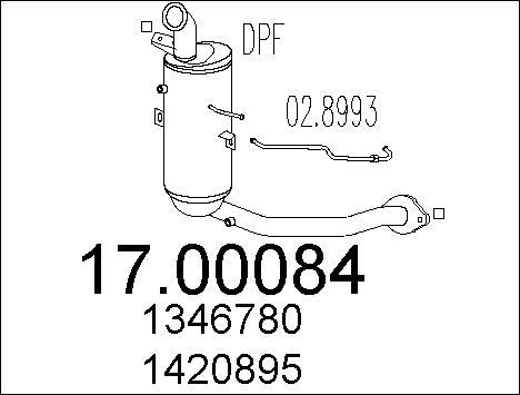 MTS 17.00084 - Nosēdumu / Daļiņu filtrs, Izplūdes gāzu sistēma www.autospares.lv