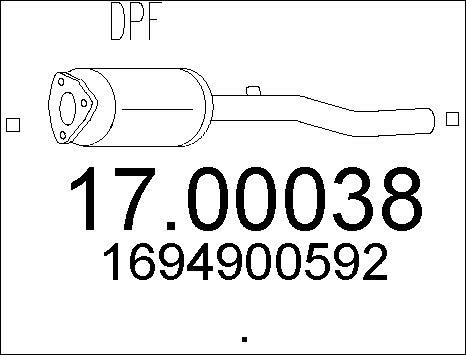 MTS 17.00038 - Nosēdumu / Daļiņu filtrs, Izplūdes gāzu sistēma www.autospares.lv