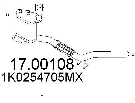 MTS 17.00108 - Nosēdumu / Daļiņu filtrs, Izplūdes gāzu sistēma www.autospares.lv